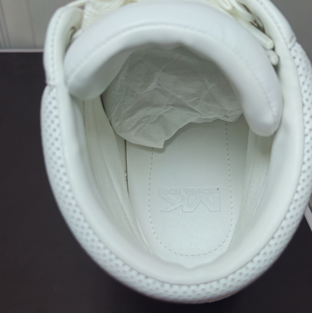 Michael Kors Barett Leather High-Top Men's Sneakers Optic White 42F3BRFE5L - Picture 7 of 9